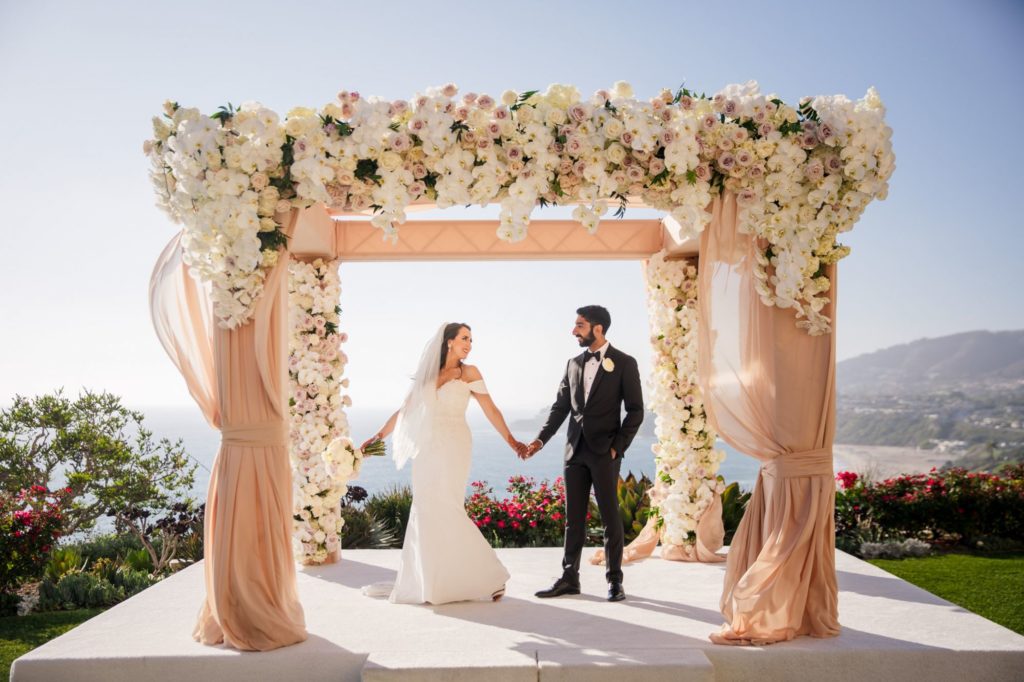 fabric florals wedding arbor